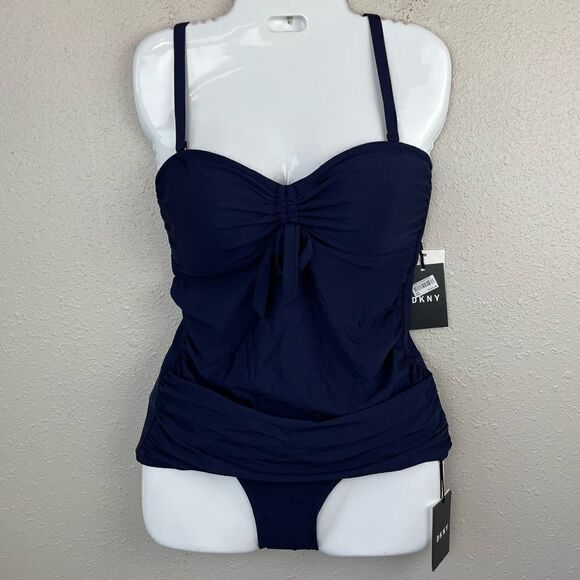 NWT DKNY Navy Blue Tankini Top and Bottoms Size M - Picture 1 of 8